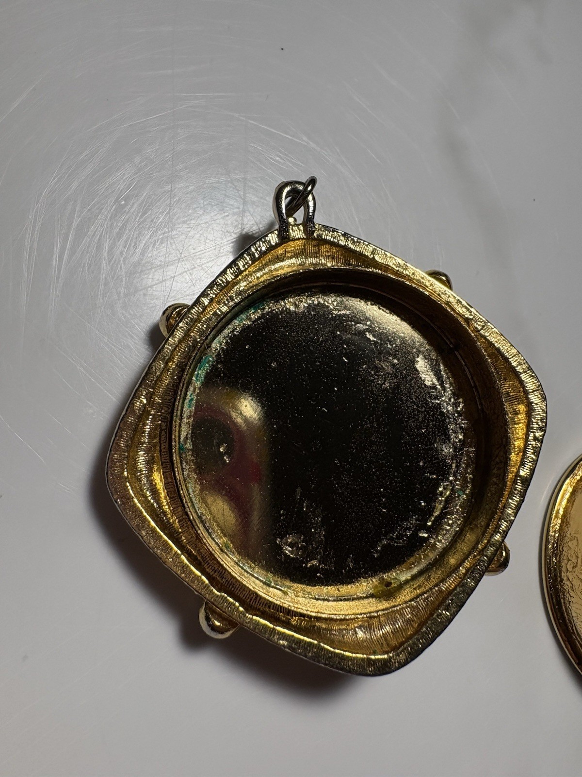 VINTAGE REVLON INTIMATE Solid Perfume Compact Pendant Gold Tone