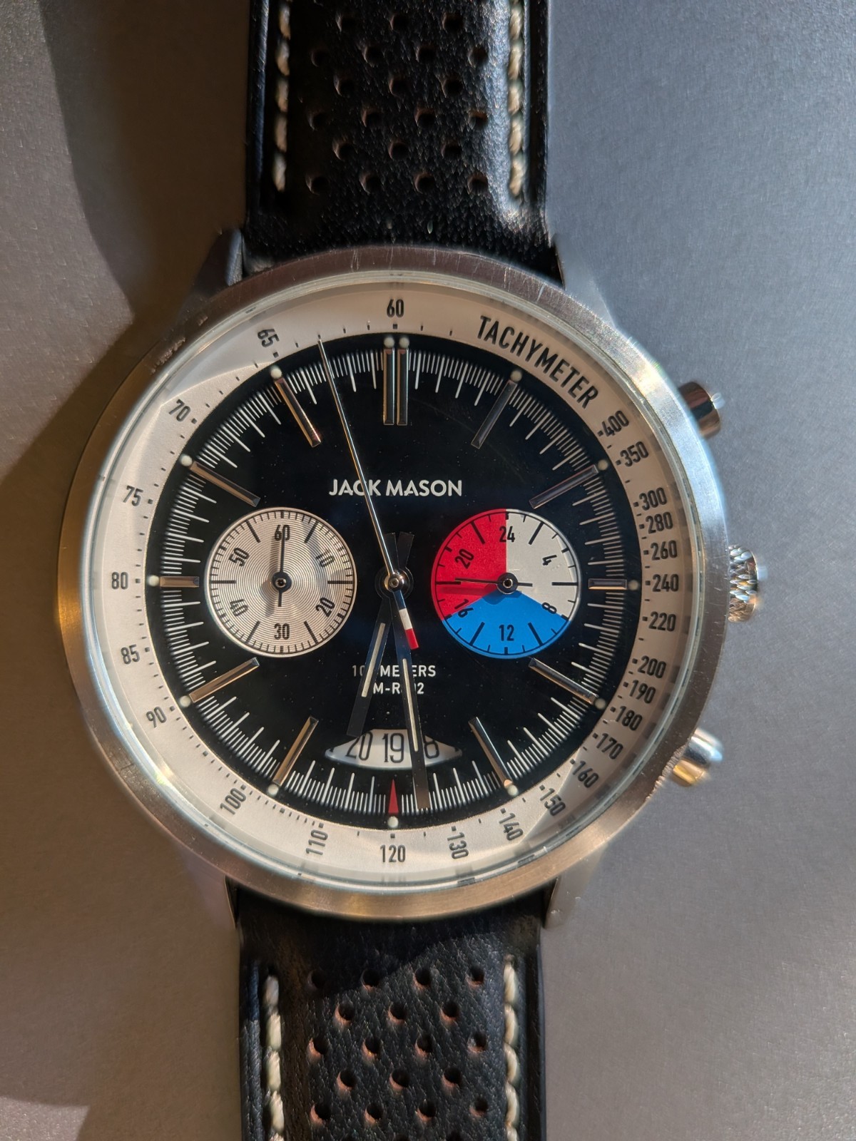 Exquisite JACK MASON “57” Racing Chronograph Quartz Men’s Watch JM-R402-003 Leat