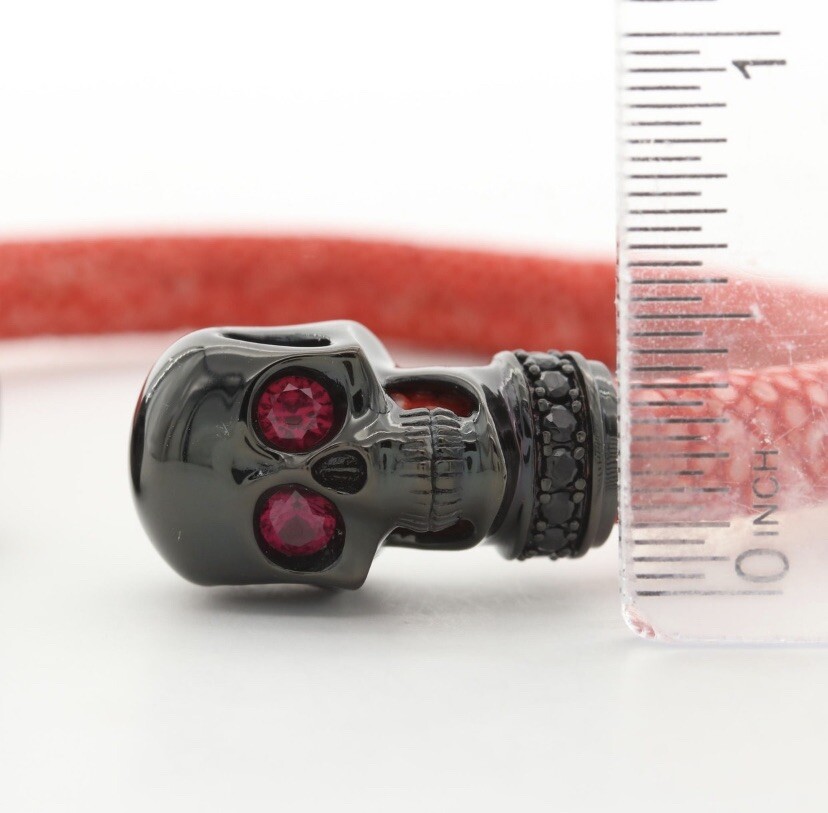 Cozmo Sterling Silver, Stingray, Ruby, and Black Cubic Zirconia Bangle Bracelet
