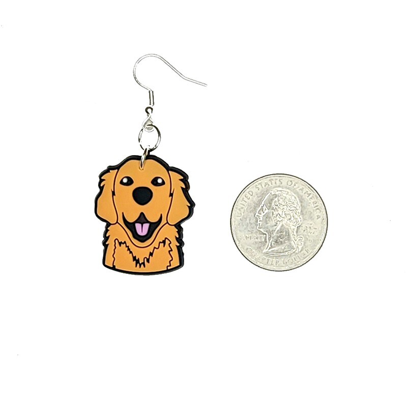Golden Retriever Dog Puppy Earrings Handmade Hypoallergenic Lead and Nickel Free