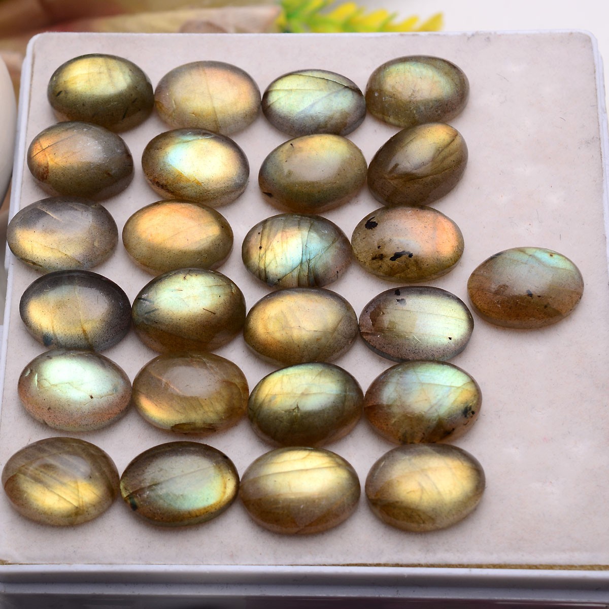12 Pcs Natural Labradorite Flashy 16mmx12mm Oval Cabochon Loose Gemstones Lot