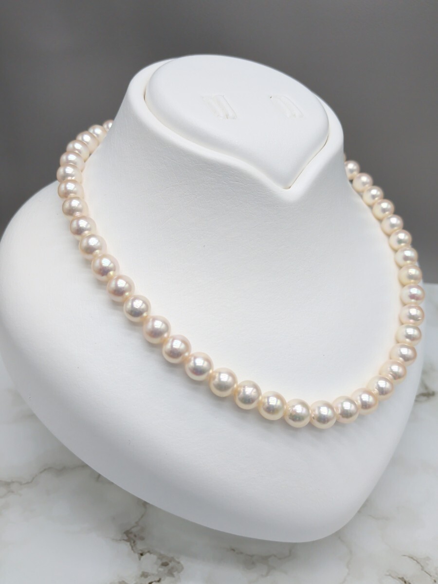 Akoya Genuine Pearl Necklace 8-8.5mm Pale White Pink Luster From Japan