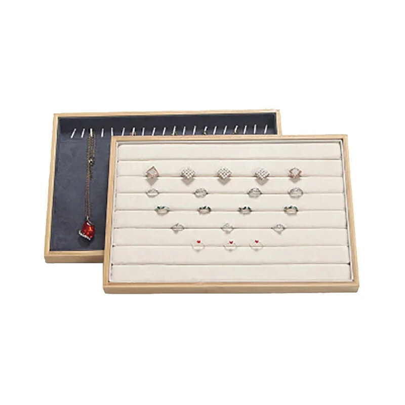 Bamboo Jewelry Display Ring Earring Necklace Bracelet Display Organizer Tray