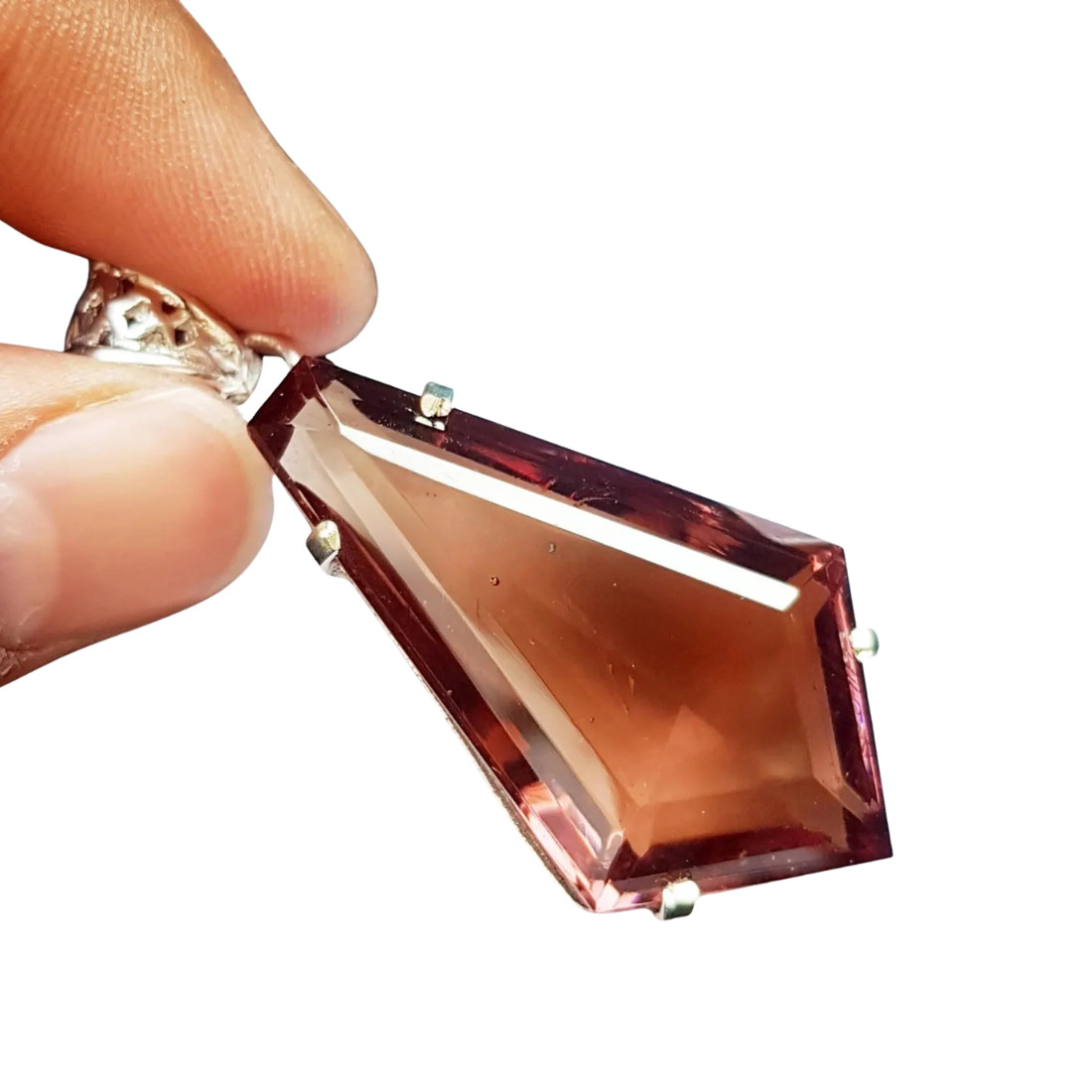 70+ Ct Color Change Alexandrite Pink Nano Pendant Necklace German Silver