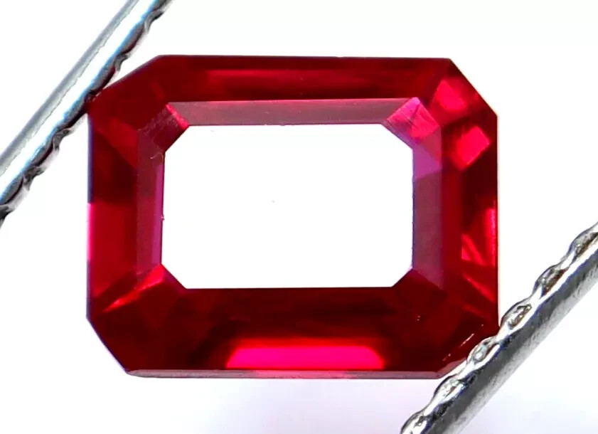 Natural Red Ruby 25 Ct Emerald Cut Faceted Certified Loose Gemstone With Gift