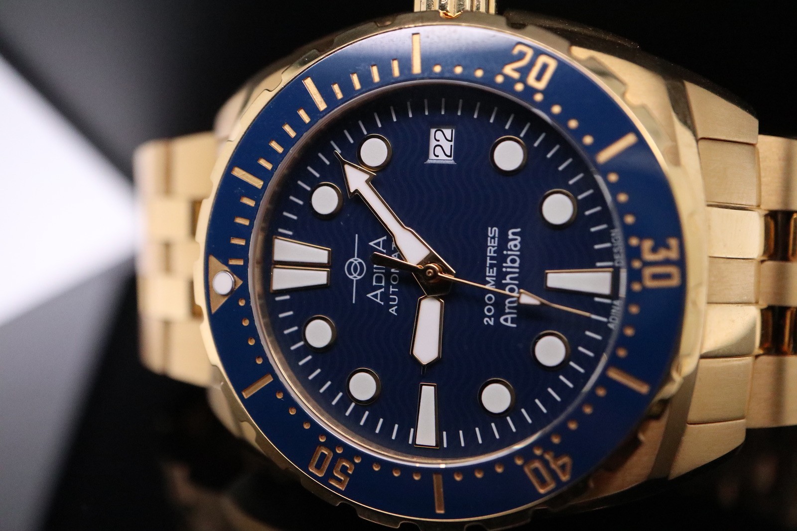 Authentic Adina Amphibian Automatic Gold Plated 42mm Wristwatch CT114 G6XB Boxed