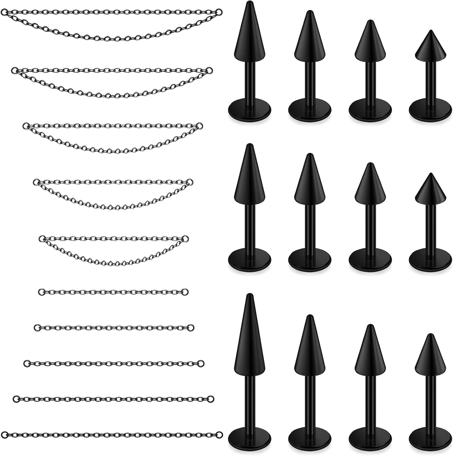 20G 18G 16G Flat Back Earrings Nose Rings Studs Chain Piercing Surgical Steel…