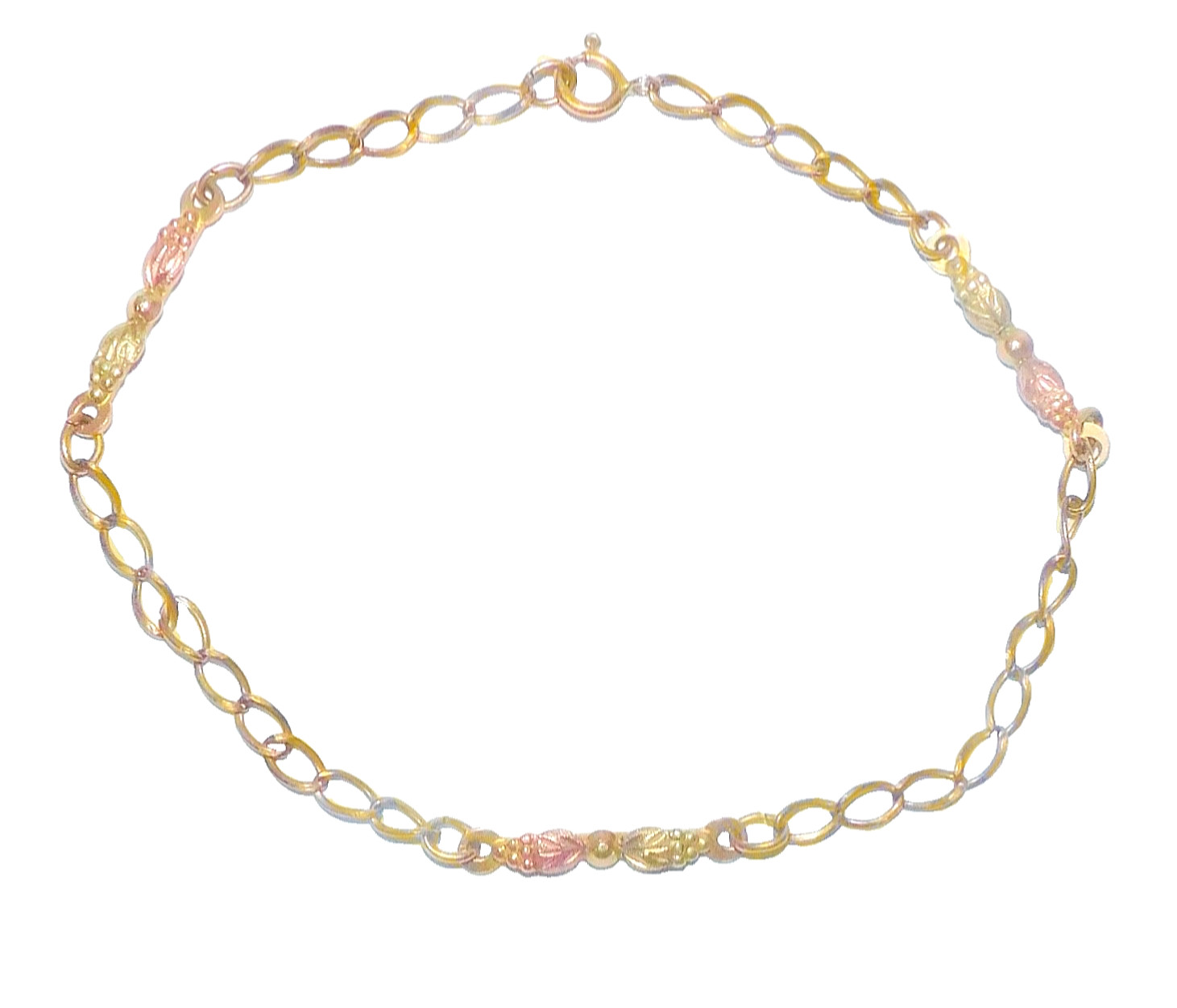 Black Hills Gold 10k Landstrom’s Medallion Leaves Bracelet 6 1/2 Inch