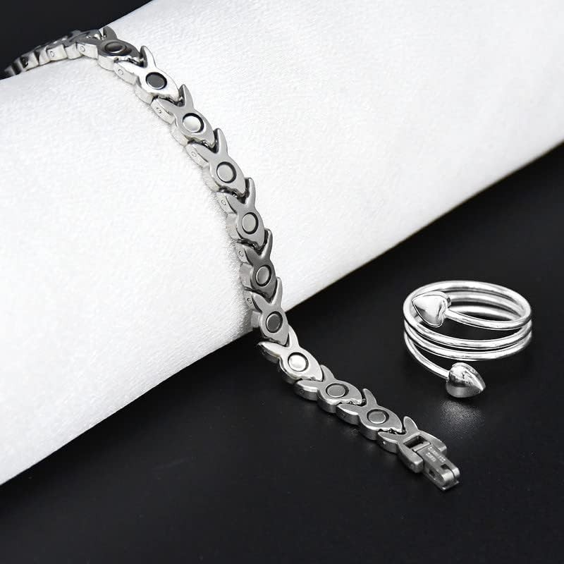 Chic Women’s Adjustable Titanium Bracelet with Strong Magnetic Therapy Benefits