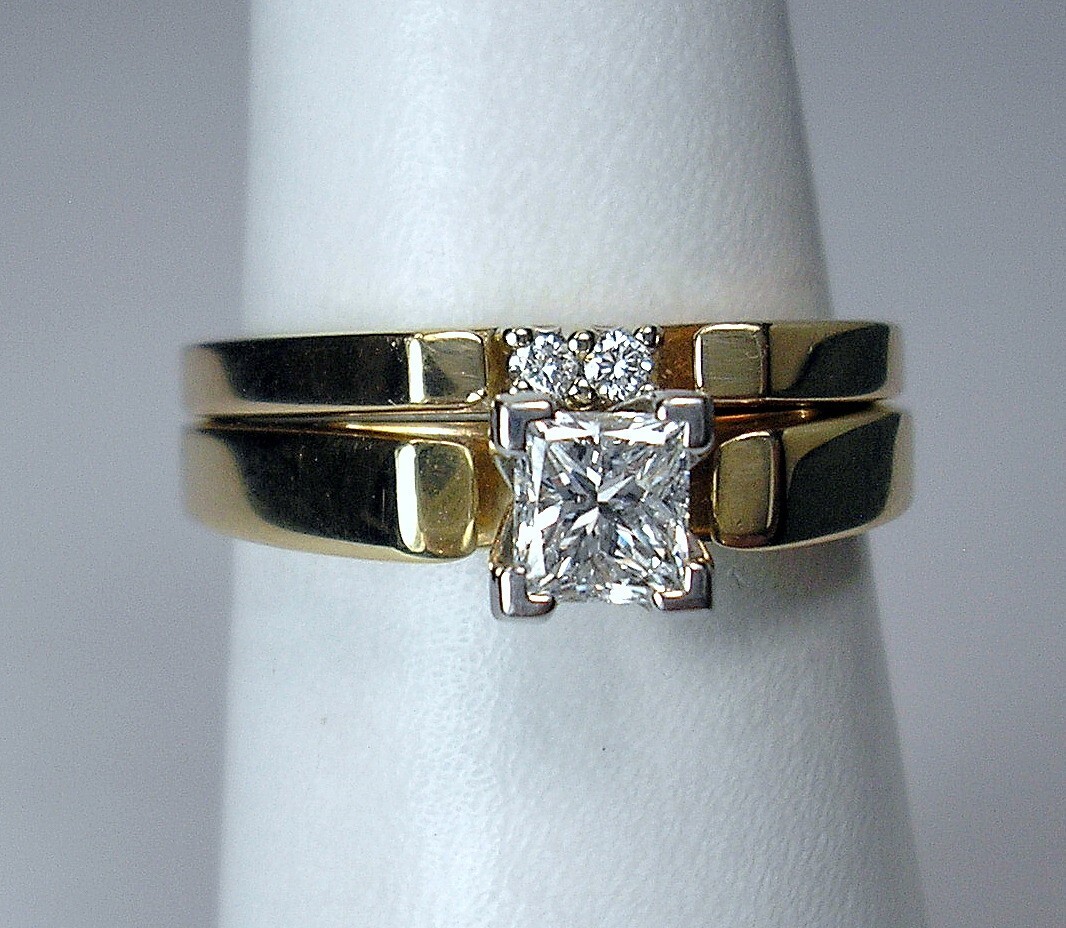 0.41ct Princess 0.43ctw Natural Diamonds 14K Yellow Wedding Set Was $2,395 Video