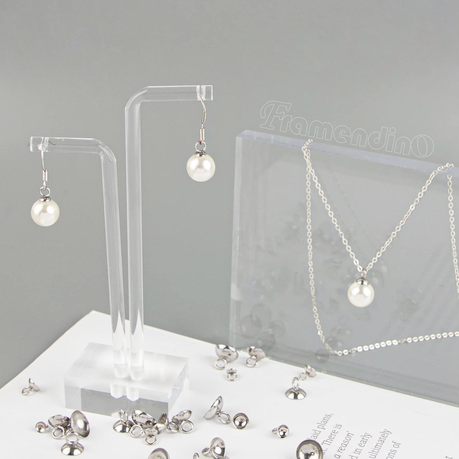 Framendino, 100 Pack 304 Stainless Stee Bead Cap Pendant 100 Pack, Silver