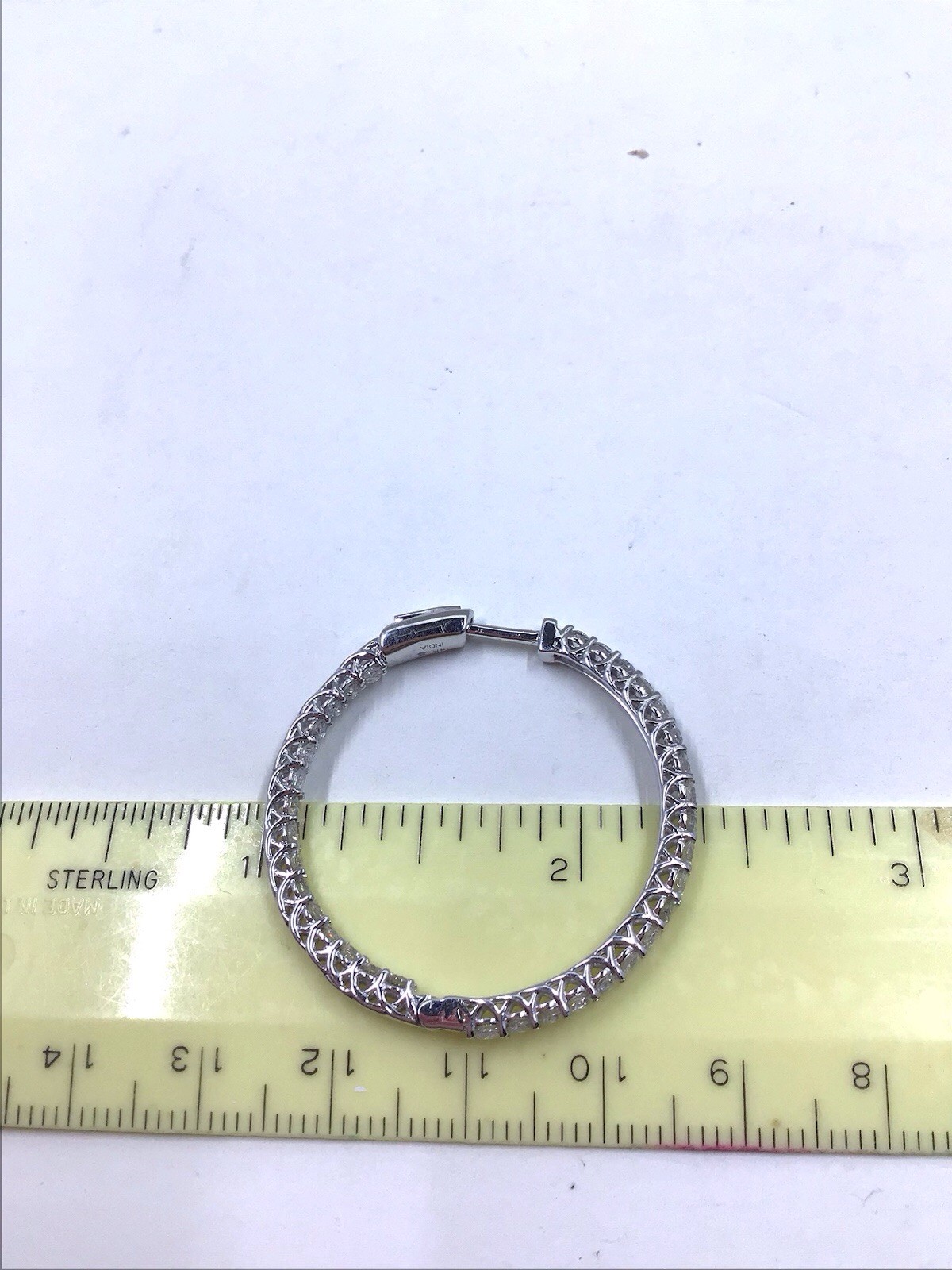14K WG 2.75ct Inside Outside Diamond Hoop Earrings