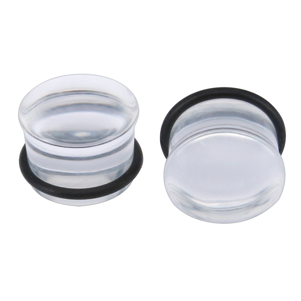 1 Pair Glass Ear Gauges Mushroom Single Flare Plug Ear Lobe Stretching Piercing