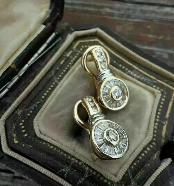 2Ct Round Cut Lab-Created Diamond Drop & Dangle Earrings 14k Yellow Gold Plated