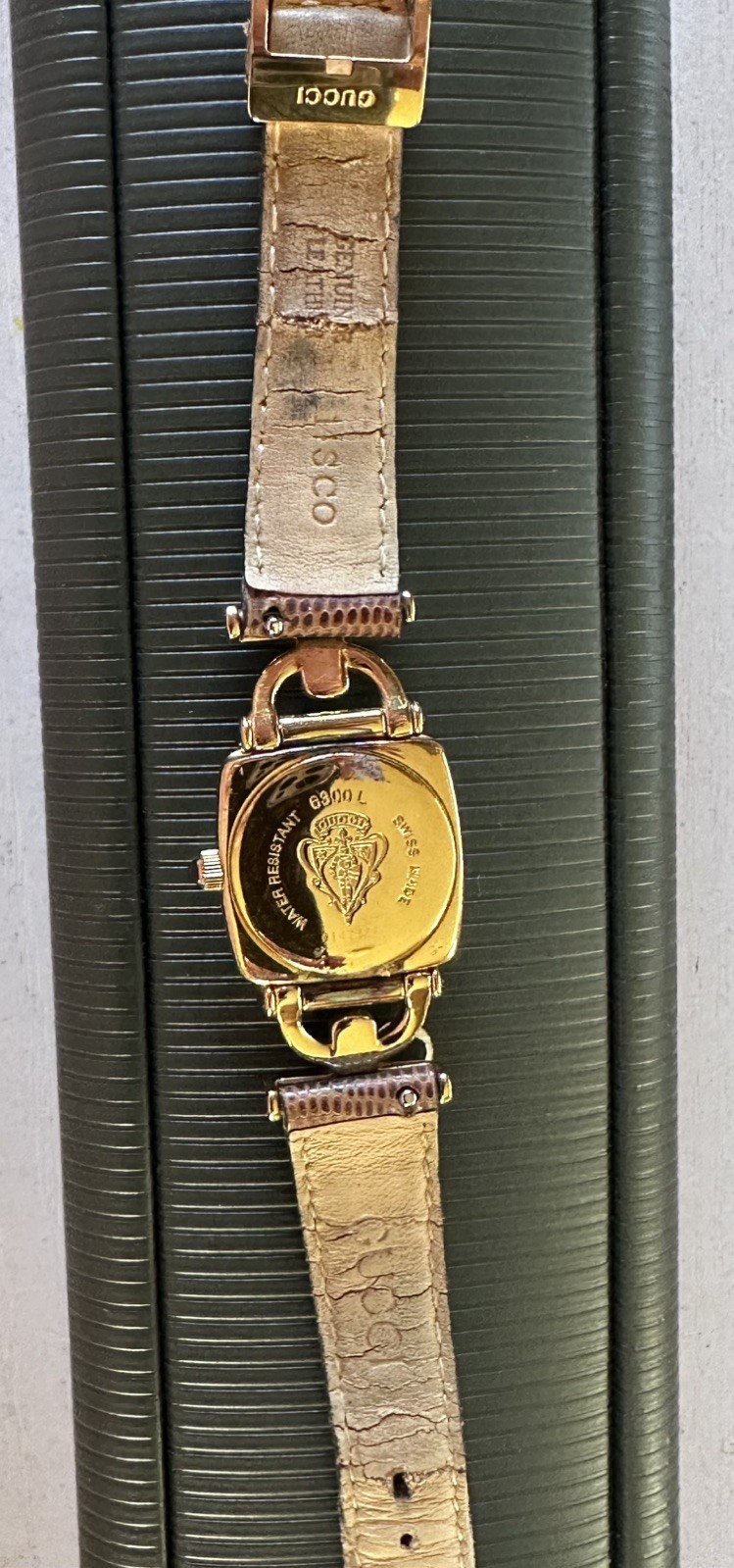 [ Exc+5 w/Case ] Gucci 6300L Gold Square Women’s Quartz Watch