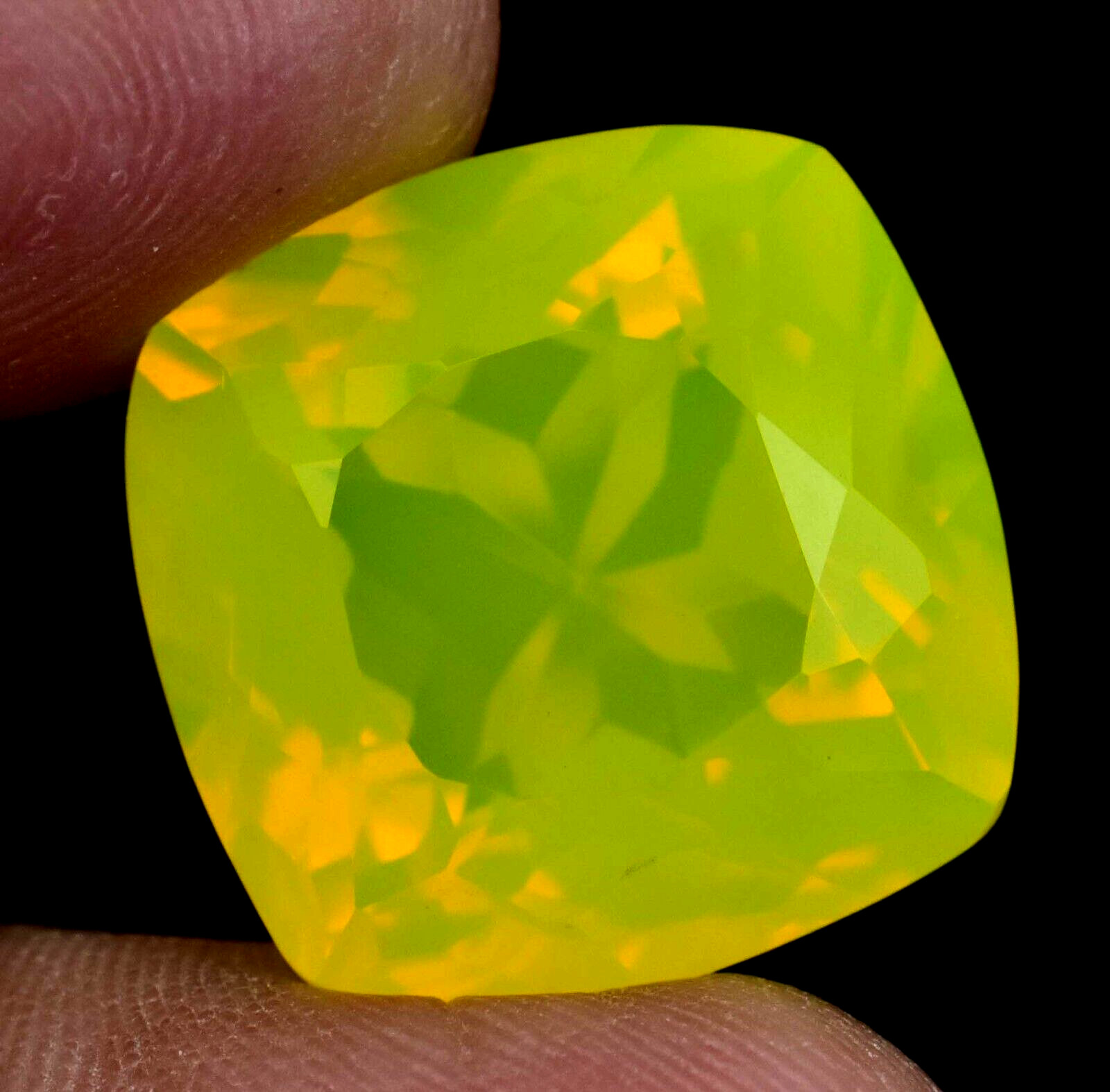 27.10 Ct Natural NEON Yellow Opal Certified Flawless Unheated Loose Gemstone