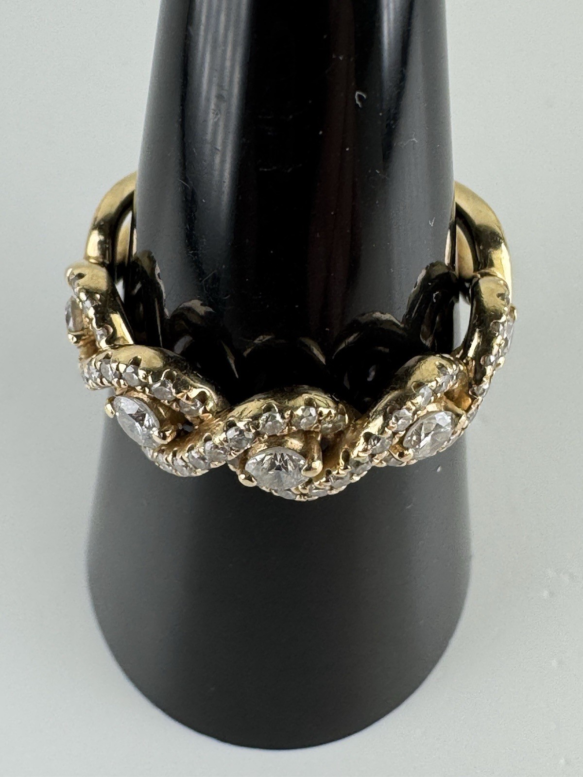 14k Yellow Gold Diamond DNA Criss Cross Anniversary Band Ring Size 6.75″ LLJ