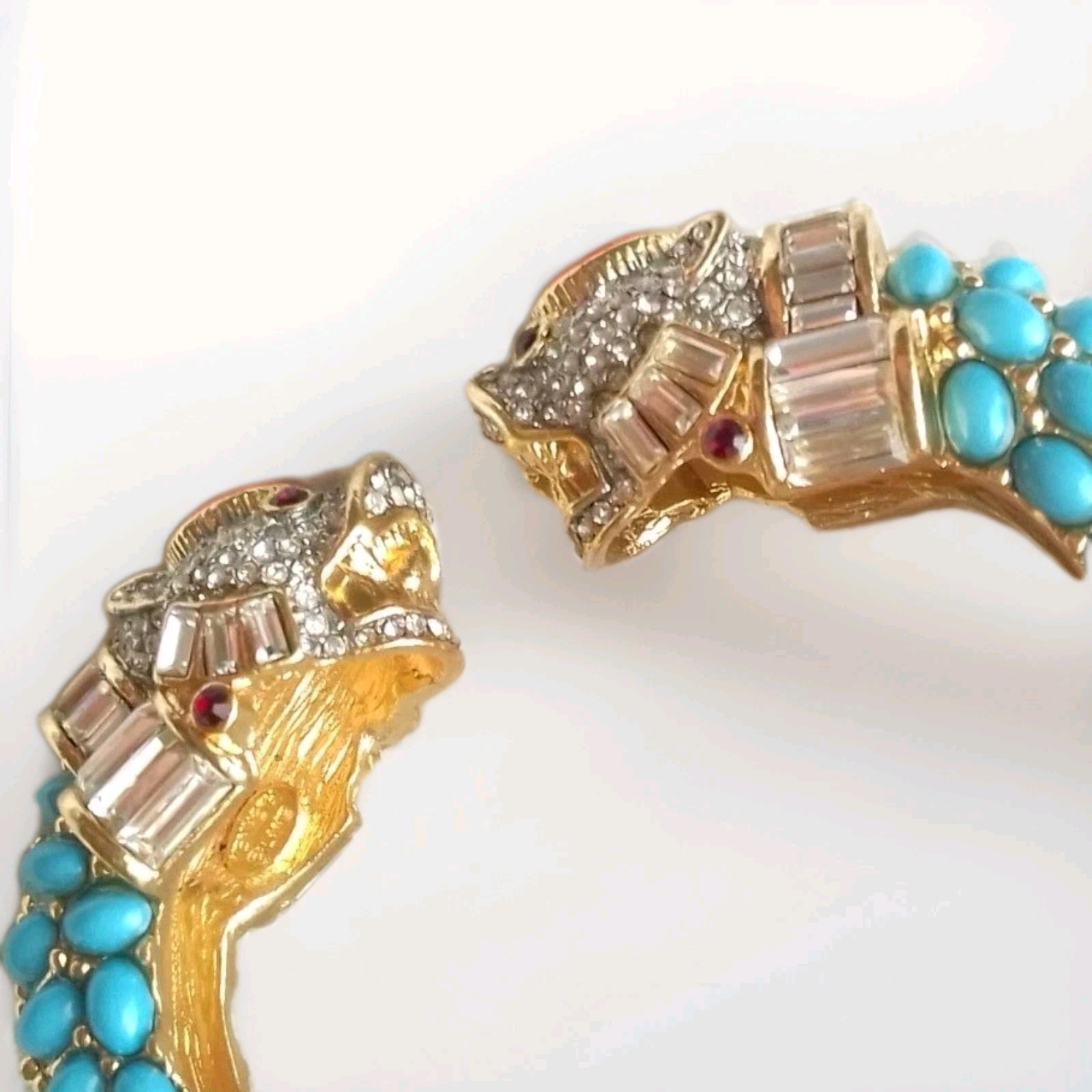 KENNETH LANE KJL KOI FISH GP CUFF/BRACELET TURQUOISE/CORAL CABS RED/ICE CRYSTALS