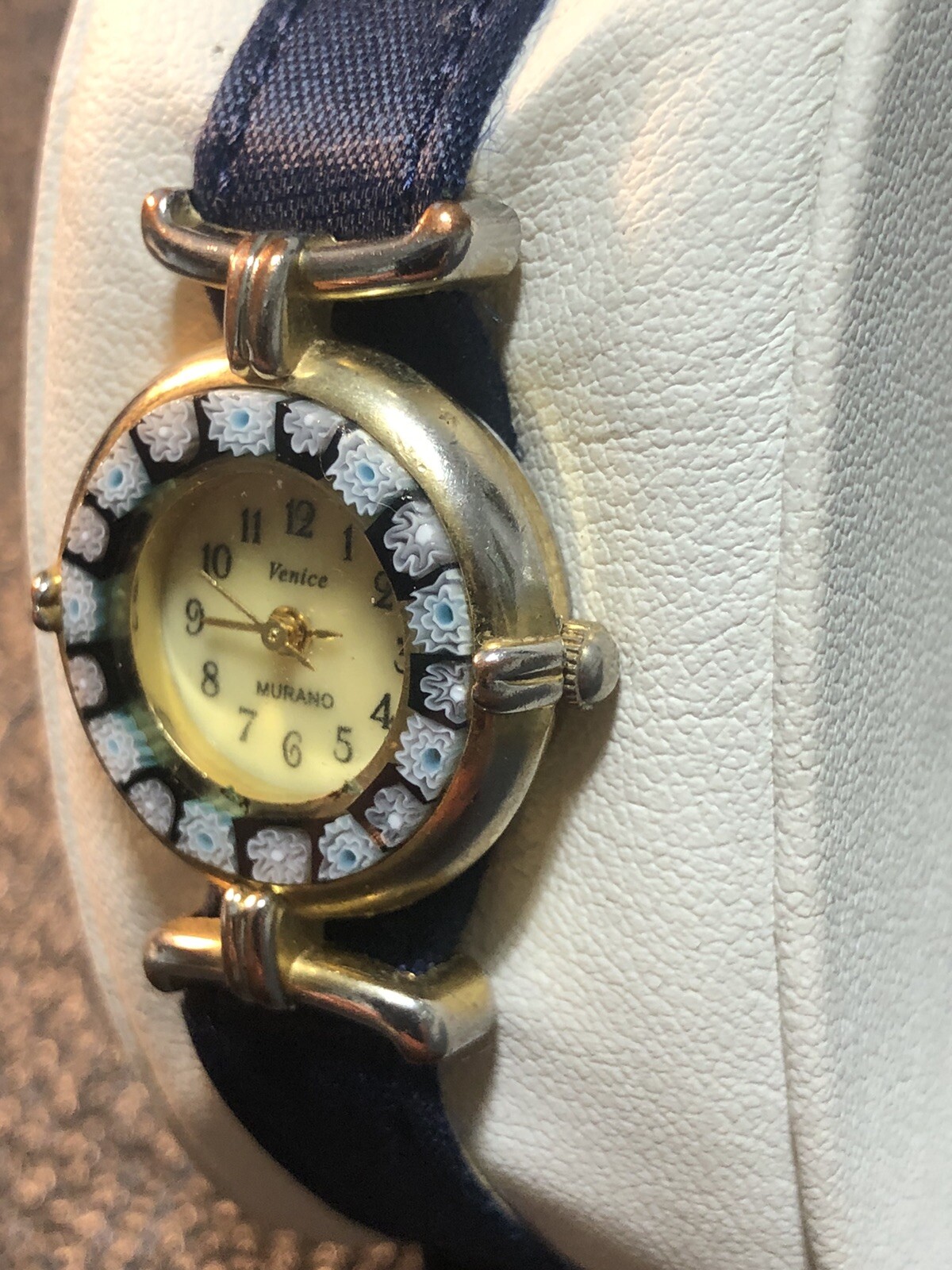 Venice Murano Millefiori Women’s Watch 24mm Navy Blue New Peugeot Band & Battery