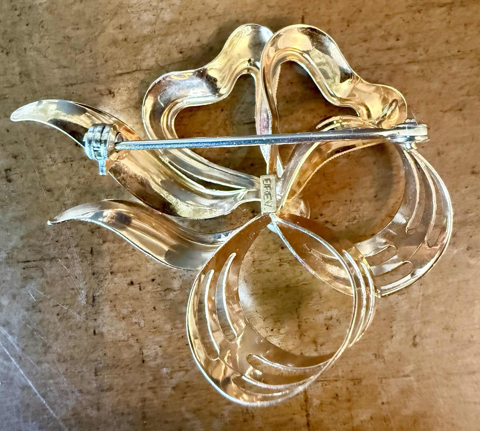 Vintage UNOAERRE 18K Gold Brooch Pin 750 AR BREV Italy 6.27g