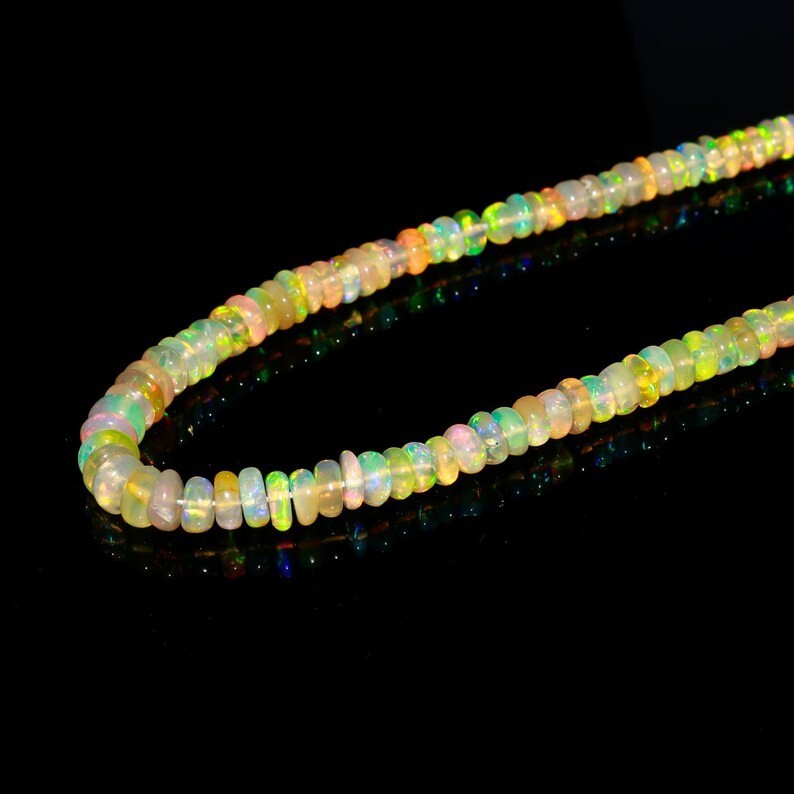 AAA Ethiopian Opal Rondelle Beads, Smooth Gemstone (3-5mm) 16”