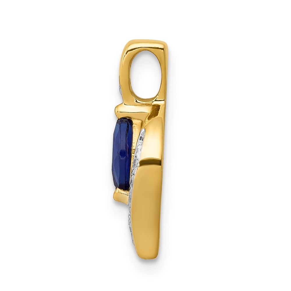 14k Yellow Gold Diamond and 0.29 Marquise Sapphire Chain Slide Pendant