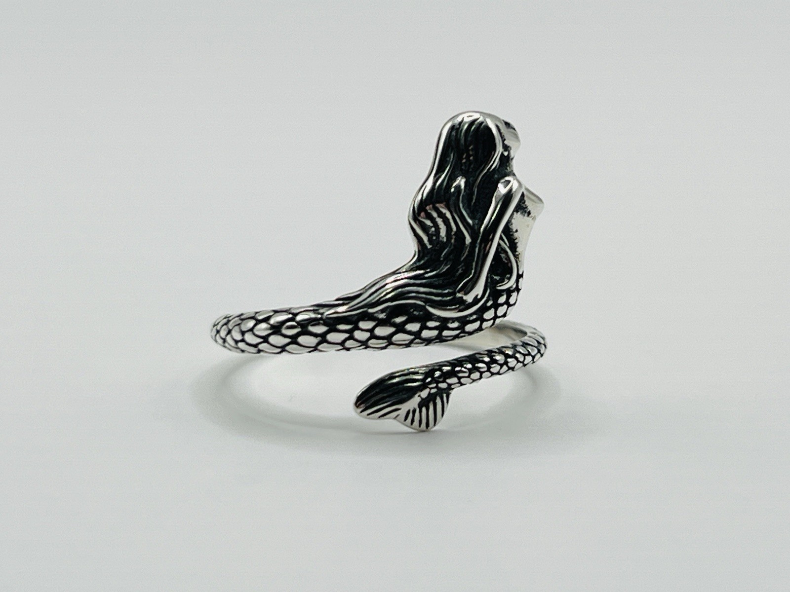 Sterling Silver 16mm 3D Mermaid Ring