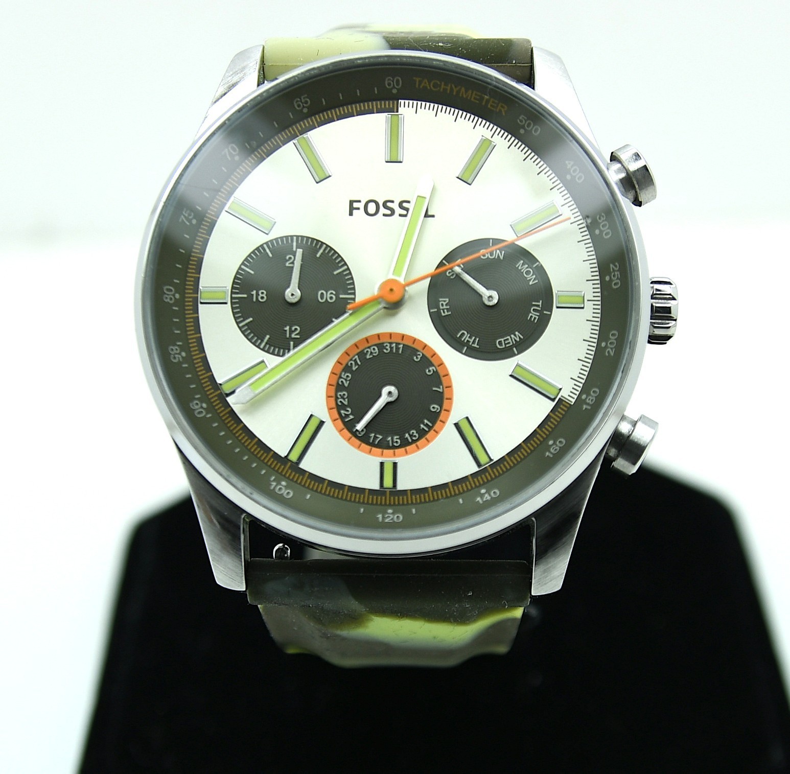 Fossil Sullivan Multifunction Green RARE Camo Silicone Men’s Watch BQ2526 44mm