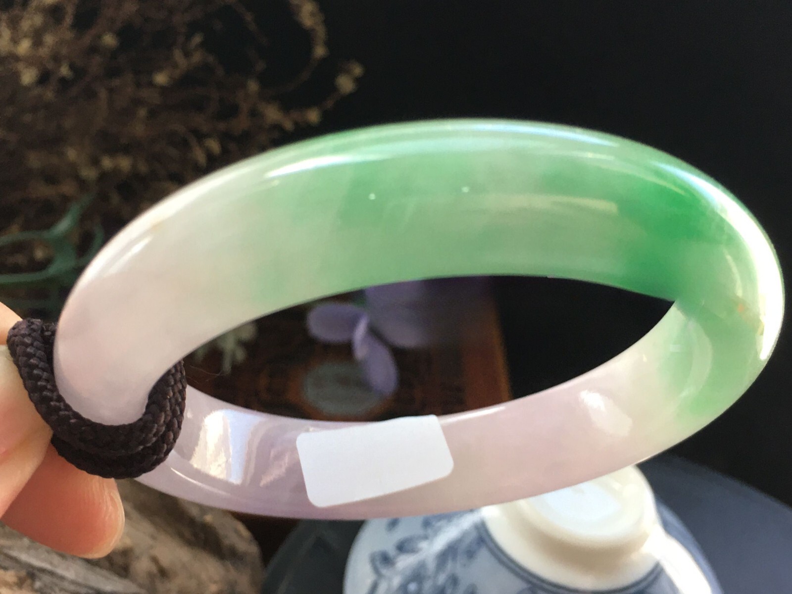 58-59mm Grade A Myanmar Natural Green Purple Jade Bracelet