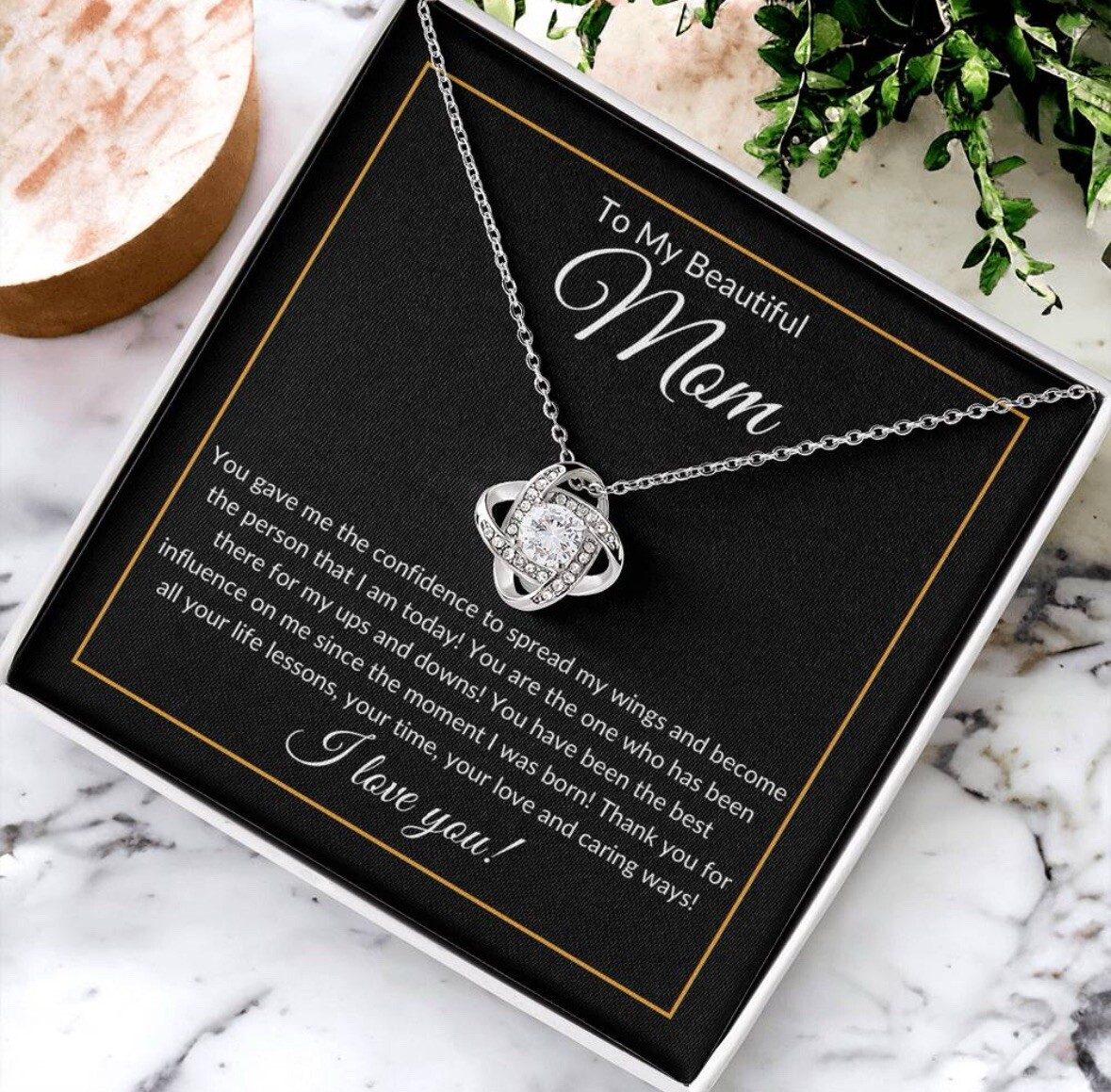 TO MY BEAUTIFUL MOM NECKLACE SOFT BOX GIFT HOLIDAY BIRTHDAY MOTHER’S DAY GIFT