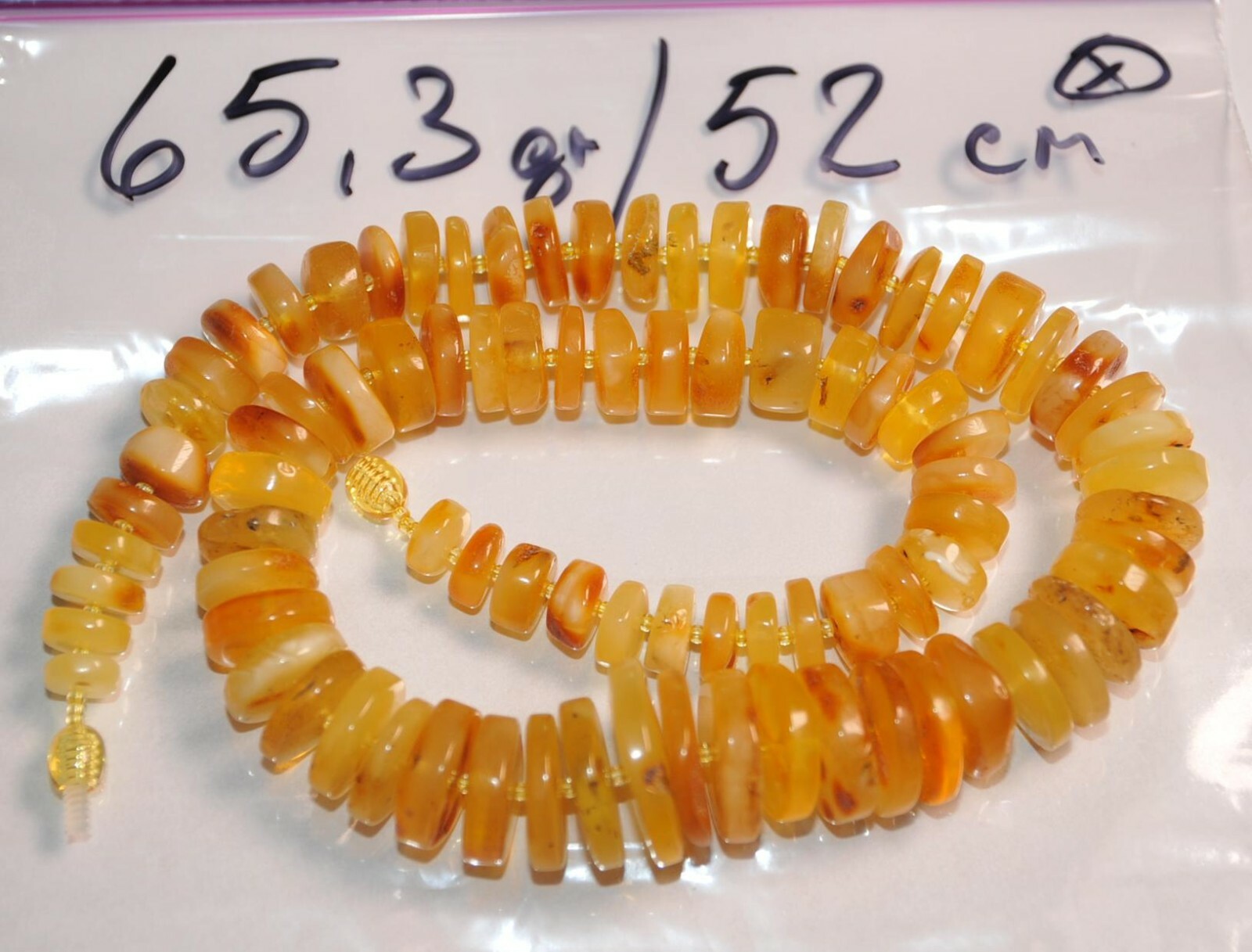 ✅51 cm =65gr RUSSIAN SOVIET BALTIC AMBER BEAD NECKLACE 琥珀 BRACELET STONE PENDANT