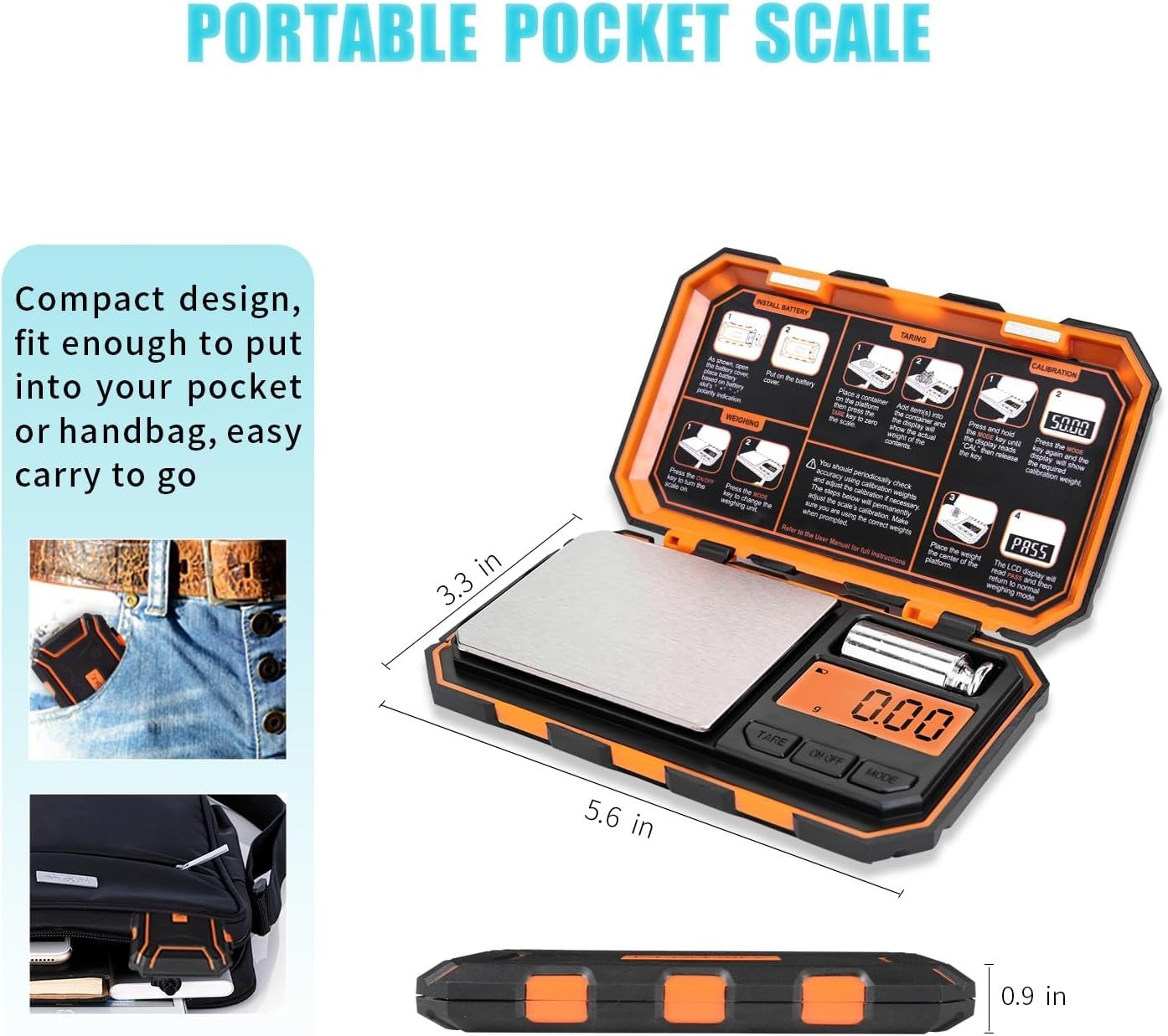 Precision Digital Pocket Scale 500g x 0.01g with LCD Display & Tare Function