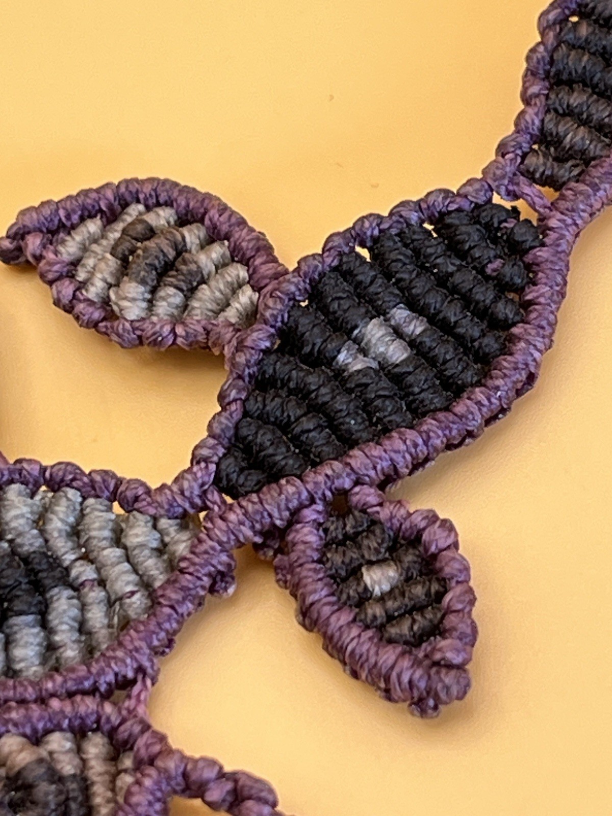 Artesian Made Macrame and Purple Fluorite/Amethyst Gemstone Necklace Boho Hippie