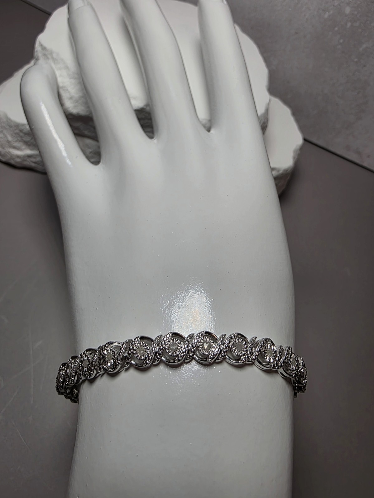 7″ 5.7mm 0.5ctw Natural Diamond Bracelet 925 Sterling Silver