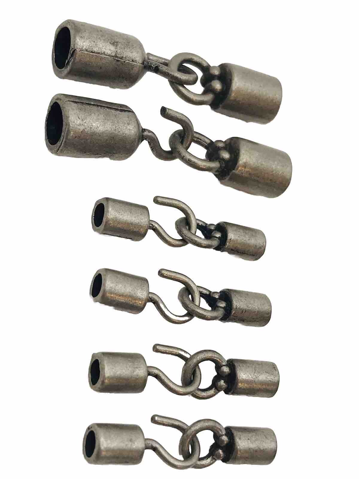 Brushed Silver Glue In End Caps Clasp Hook And Eye Clasp