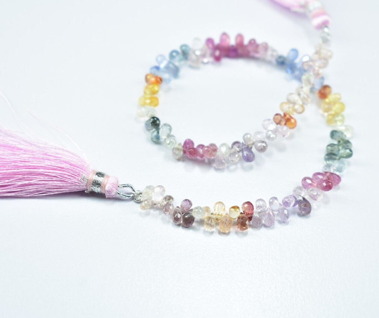 AAA++ Natural Multi Sapphire Faceted Teardrop Briolette Beads 2.5X4-3X5mm 8 Inch