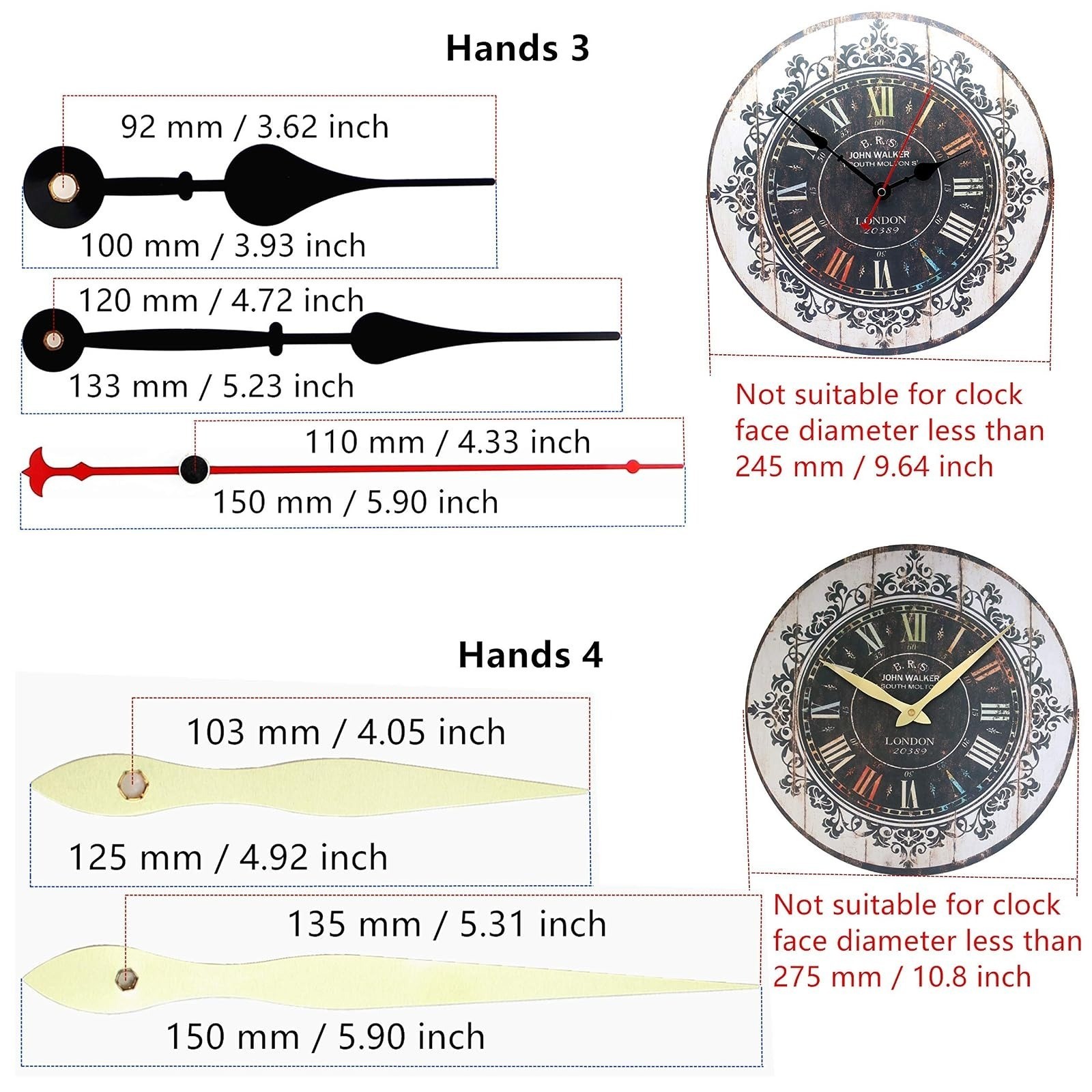 TIKROUND Quartz Clock Movement Mechanism Repair Parts – Black Hands