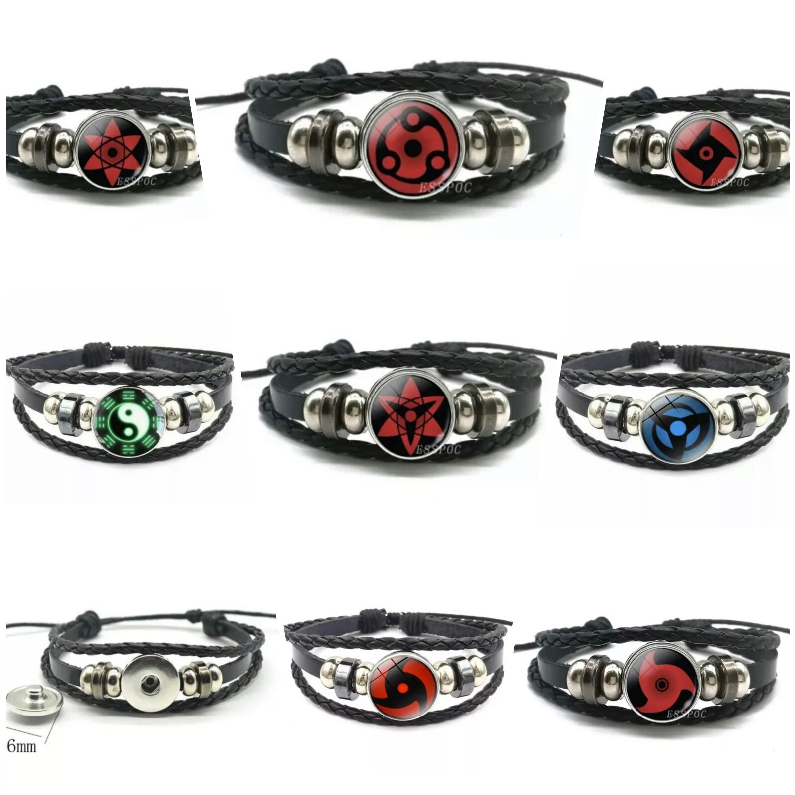 Naruto Anime Sharingan Bracelet Pick One Sasuke Kakashi Madara Obito Mangekyou