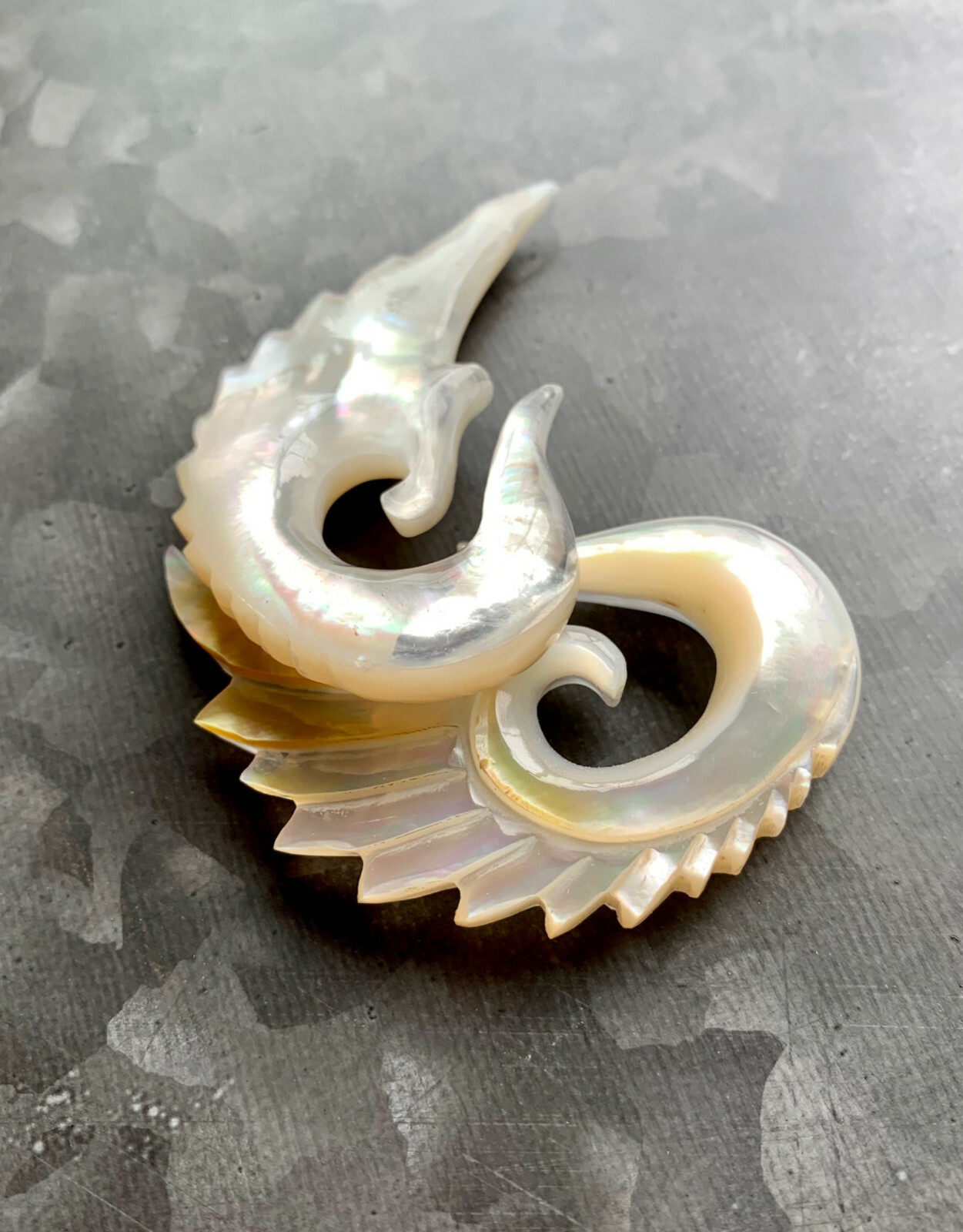 PAIR Mother of Pearl Angel Wing Tapers Plugs Expanders Angelic Organic Gauges