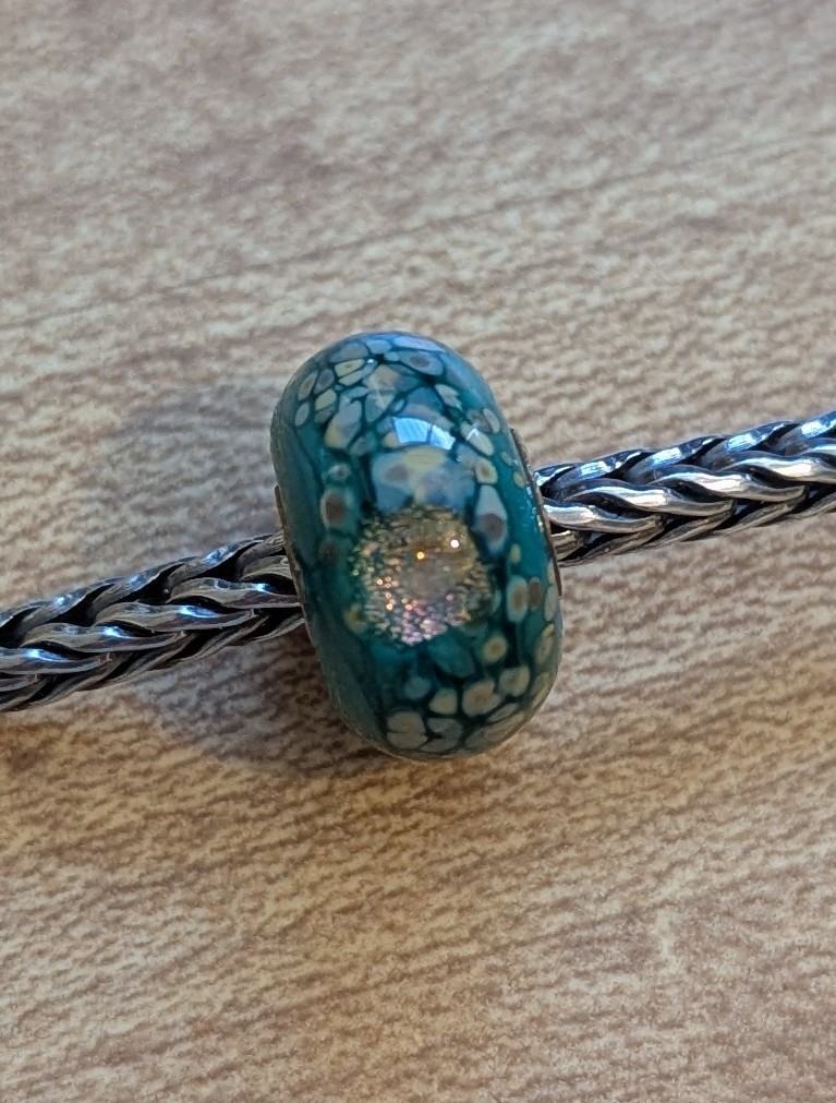 Authentic Retired TrollBeads Green Flower Mosaic
