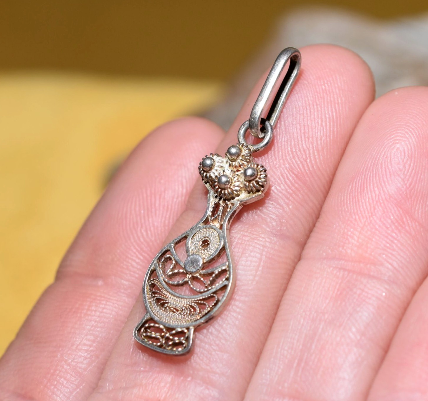 Filigree Quimbaya Poporo For Mambeo Ceremony Pendant Handmade In Mompox Colombia