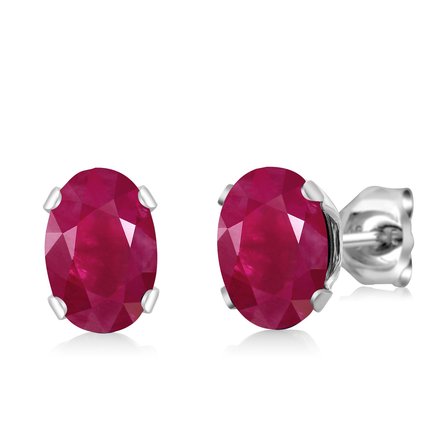 925 Sterling Silver Ruby Bracelet Earrings Set For Women (10.00 Cttw, Gemstone