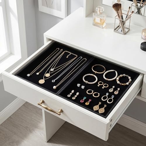 6 Pack Black Velvet Jewelry Tray, Large Velvet Jewelry Organizer Tray,