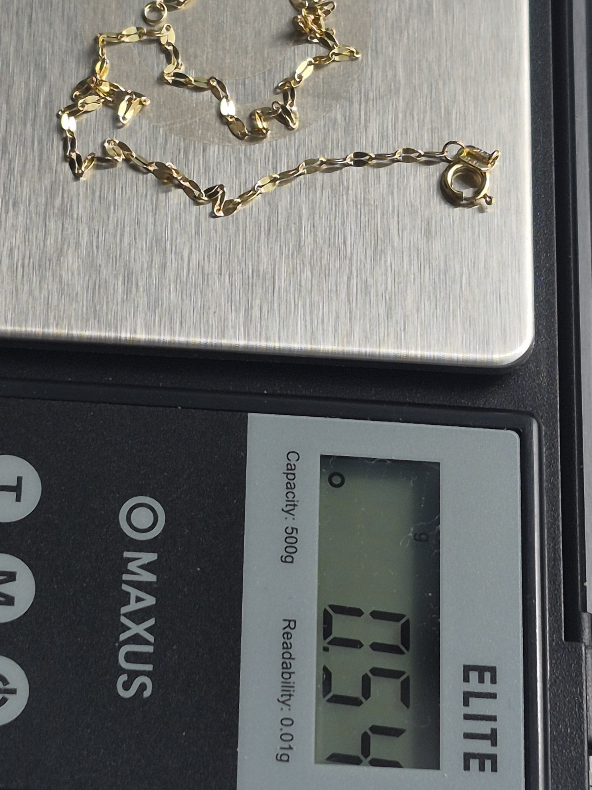 10k Solid Gold Mirror Anklet 10in