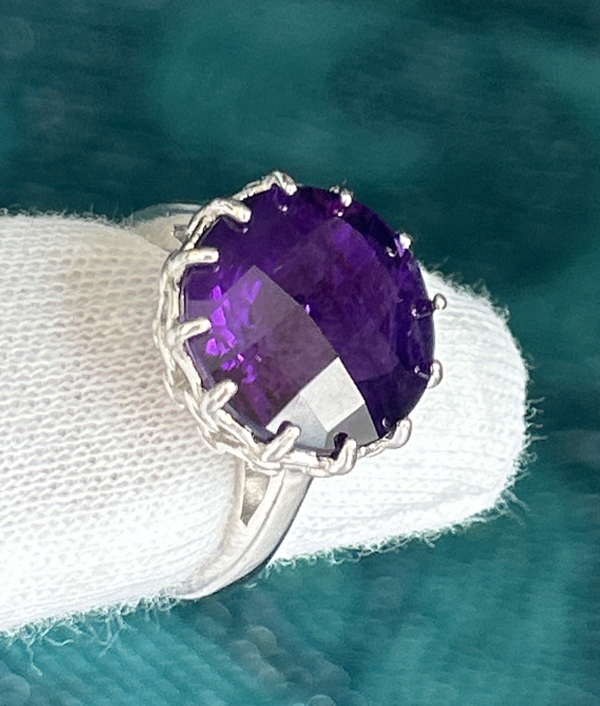 Sign BBJ Bangkok Co Sterling Silver 925 Amethyst Ring Size :7.75 New