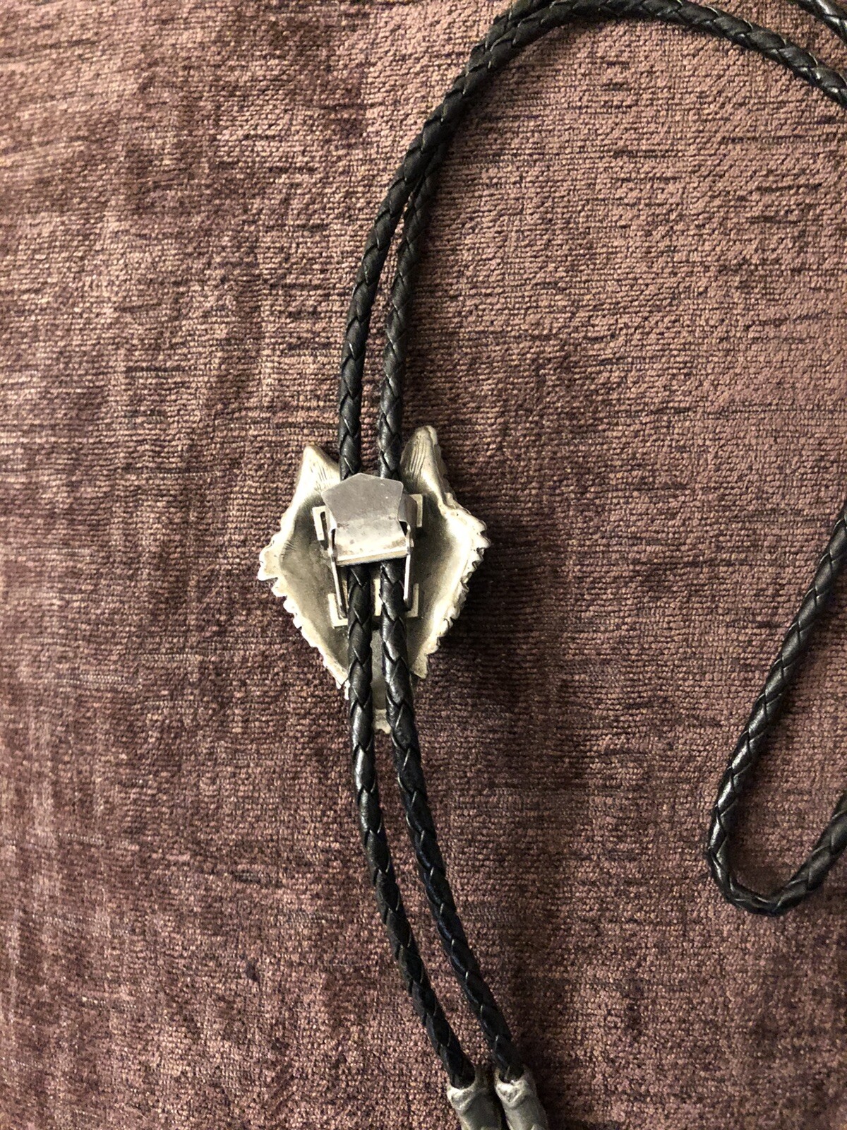 Wolf Head Braided Leather 18” to 20” Necklace Native American
