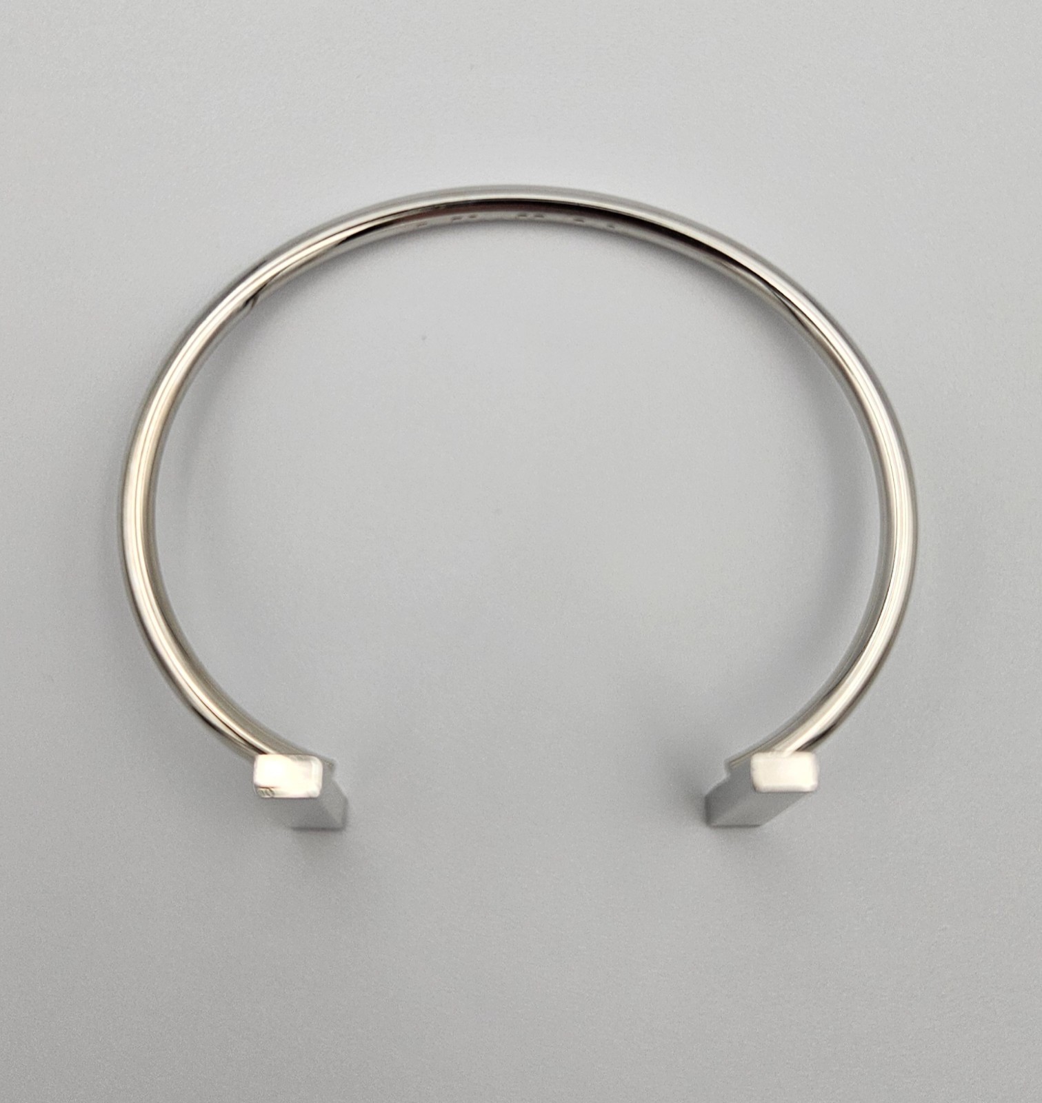 French Connection Bar End Open Cuff Bracelet Silver Tone Modern Minimalist