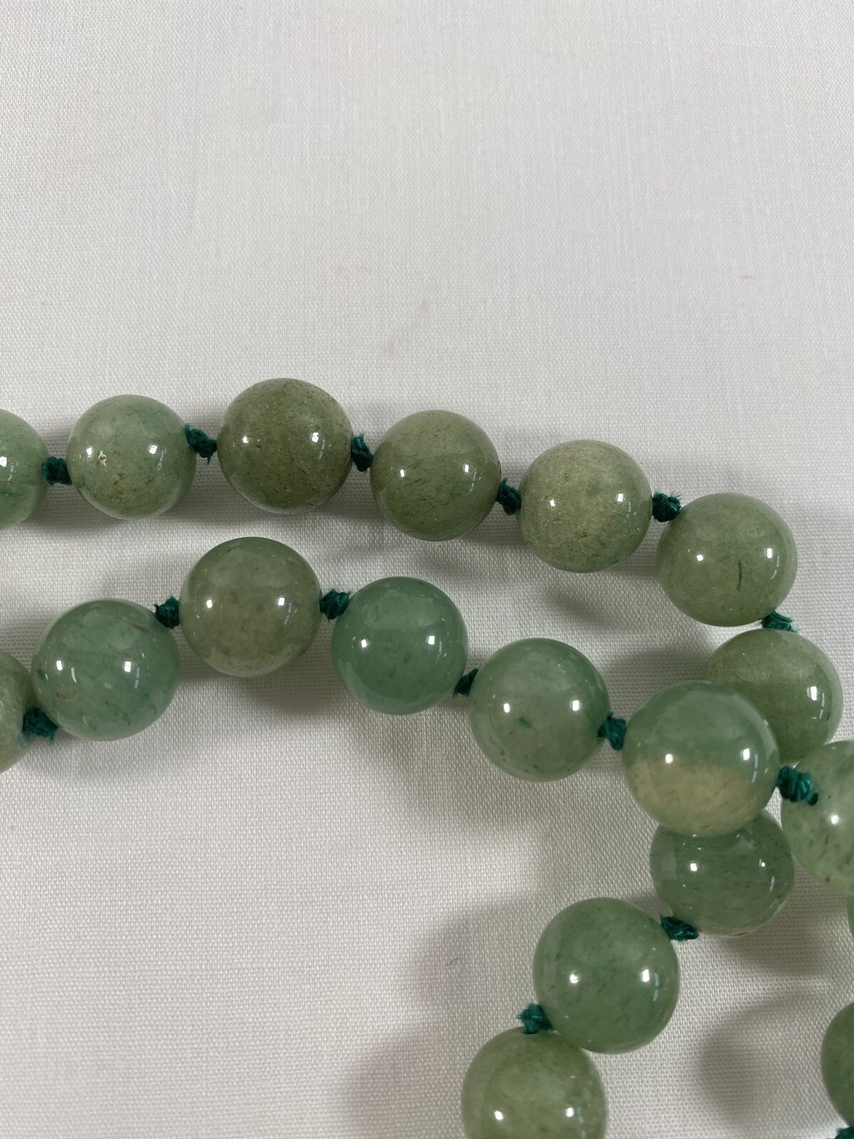 Nature Green Jade 翡翠玉 Round Gemstone 61 Beads Long Necklace 33 inch 10 mm 140g#1