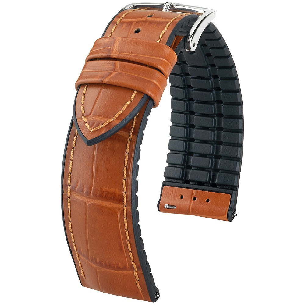 Hirsch Paul Alligator Leather Watch Band Strap Mens Honey Tan 18mm Quick Release