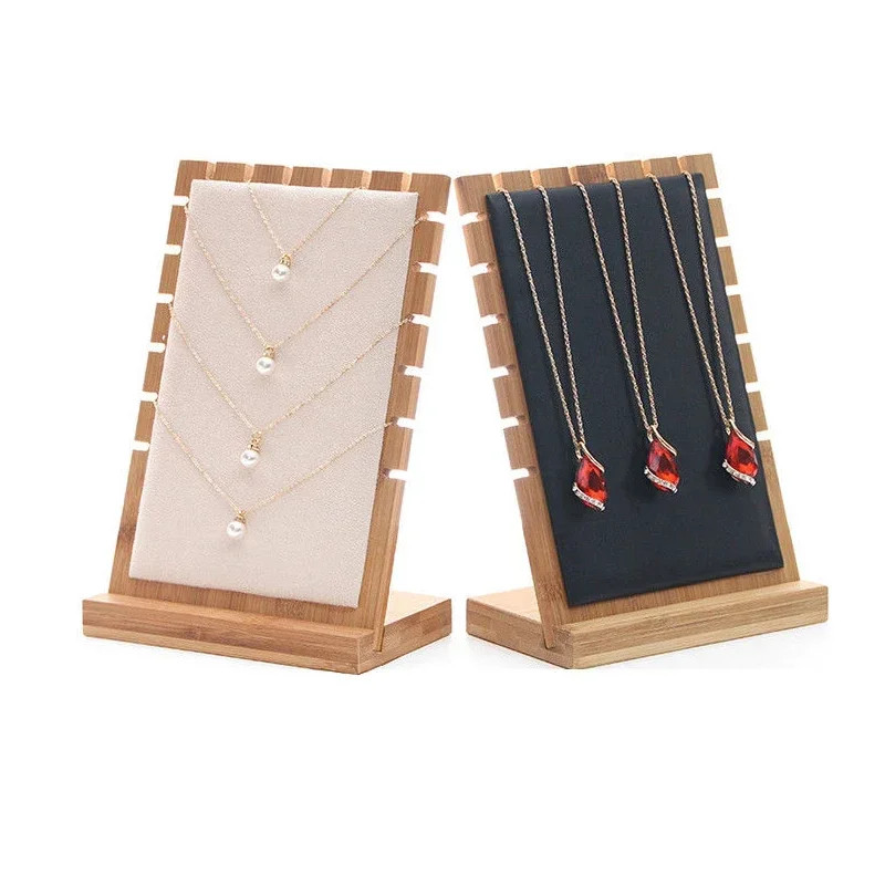 Bamboo Necklace Display Stand Pendant Organizer Holder Jewelry Storage Rack